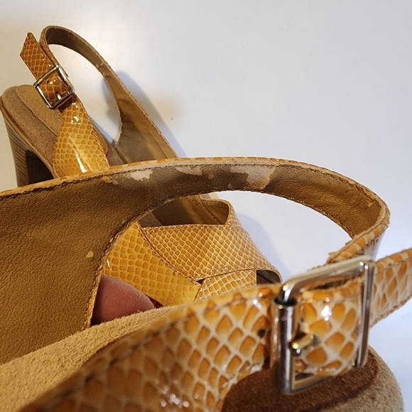 Softspots Yellow Leather Upper Slingback low heels open toe shoes  8.5W - Picture 4 of 14